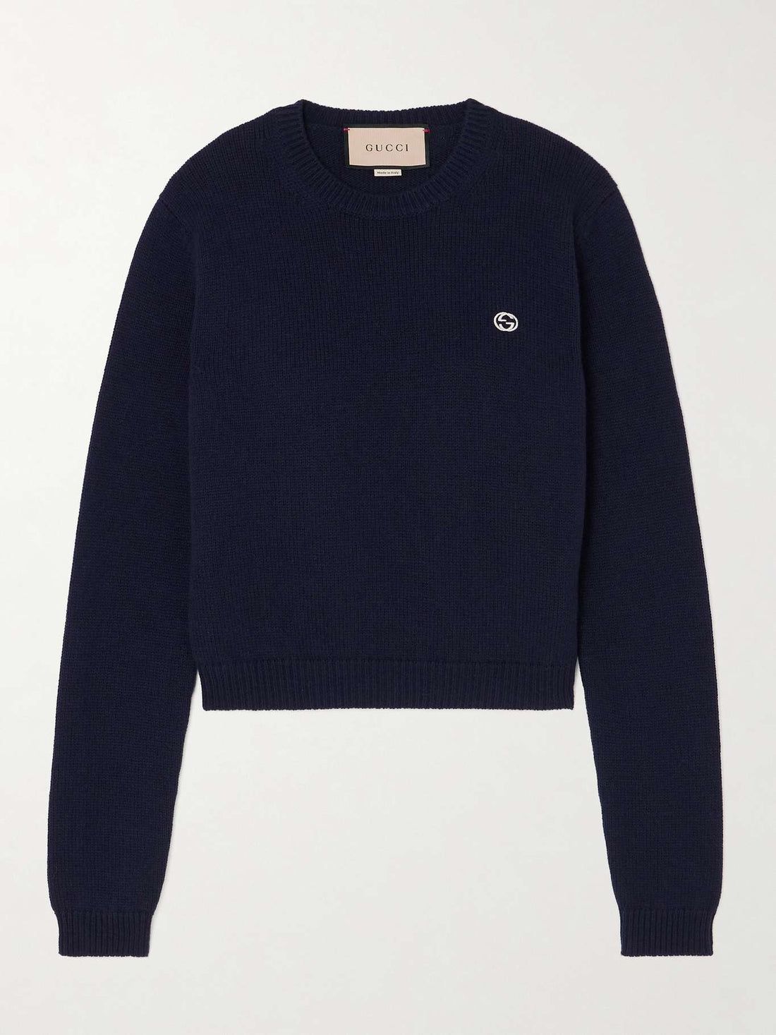 Cropped embroidered wool and cashmere-blend sweater